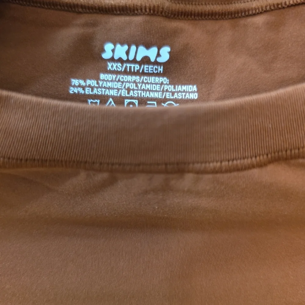 Skims Fits Everybody Long Sleeve Maxi Dress Rust Copper XXS